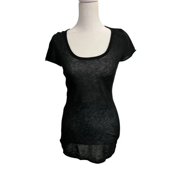 Black cotton cashmere blend Women's Top - Picture 1 of 6